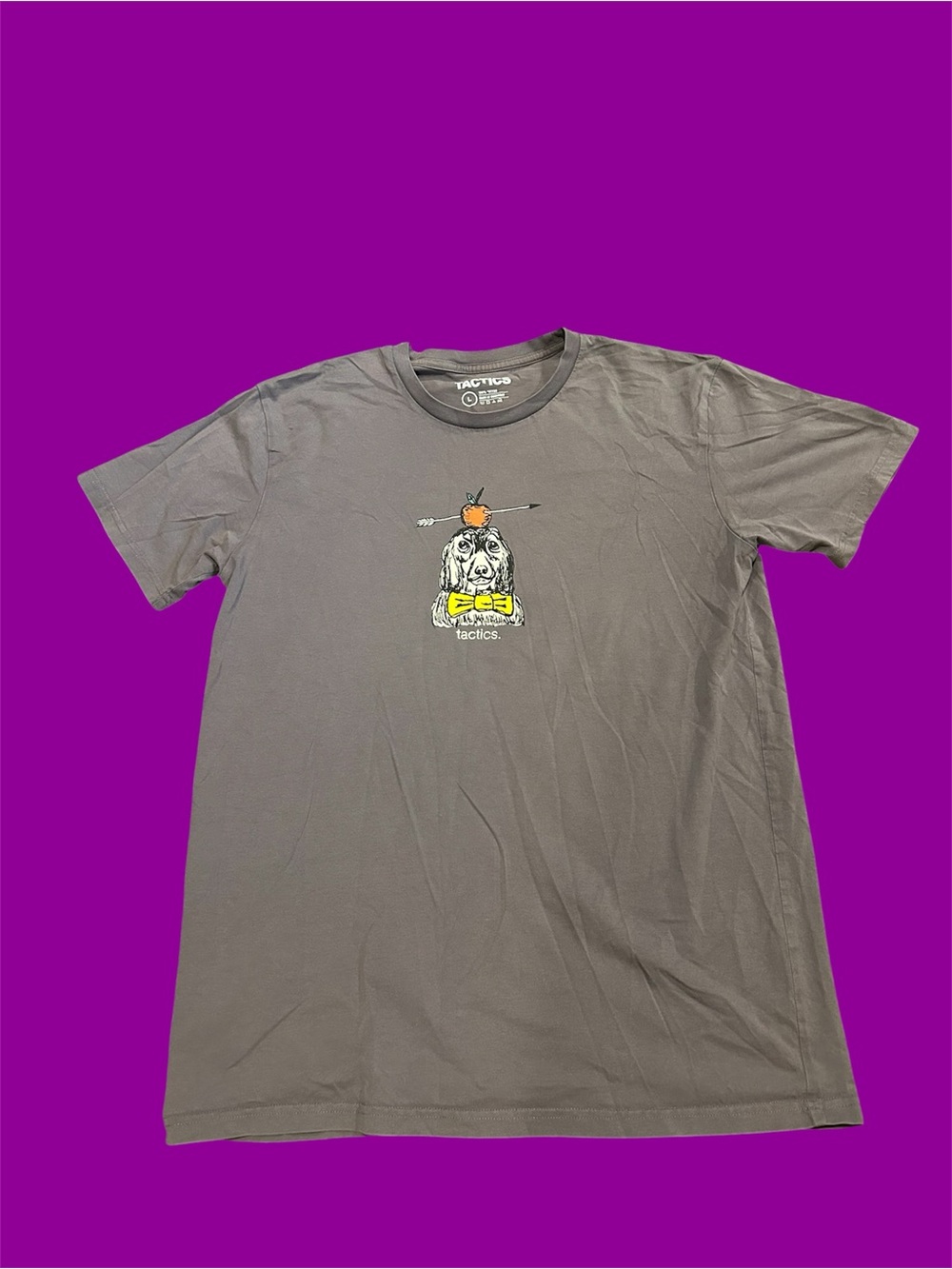 Men's Tactics Purple Grey Crew T-Shirt size Large